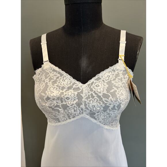 NWT Vntg 1960s Full Slip Aristocraft 34 Lac Bust Nightgown, Lingerie Adj. Strap - Picture 2 of 9